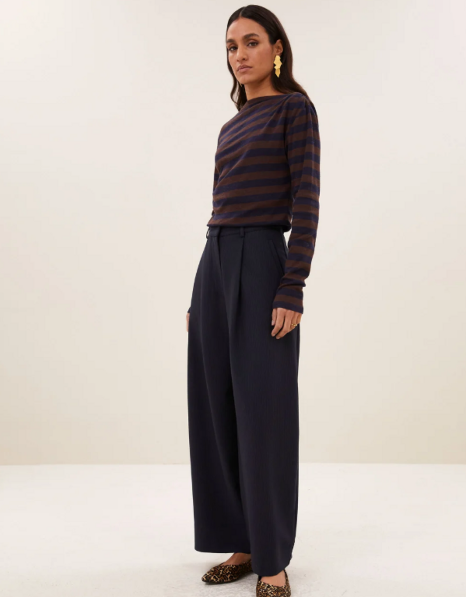 By Bar Leya Big Stripe Top Coffee Bean
