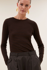 By Bar Basic LS Melange Stripe Top Coffee Bean