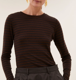 By Bar Basic LS Melange Stripe Top Coffee Bean
