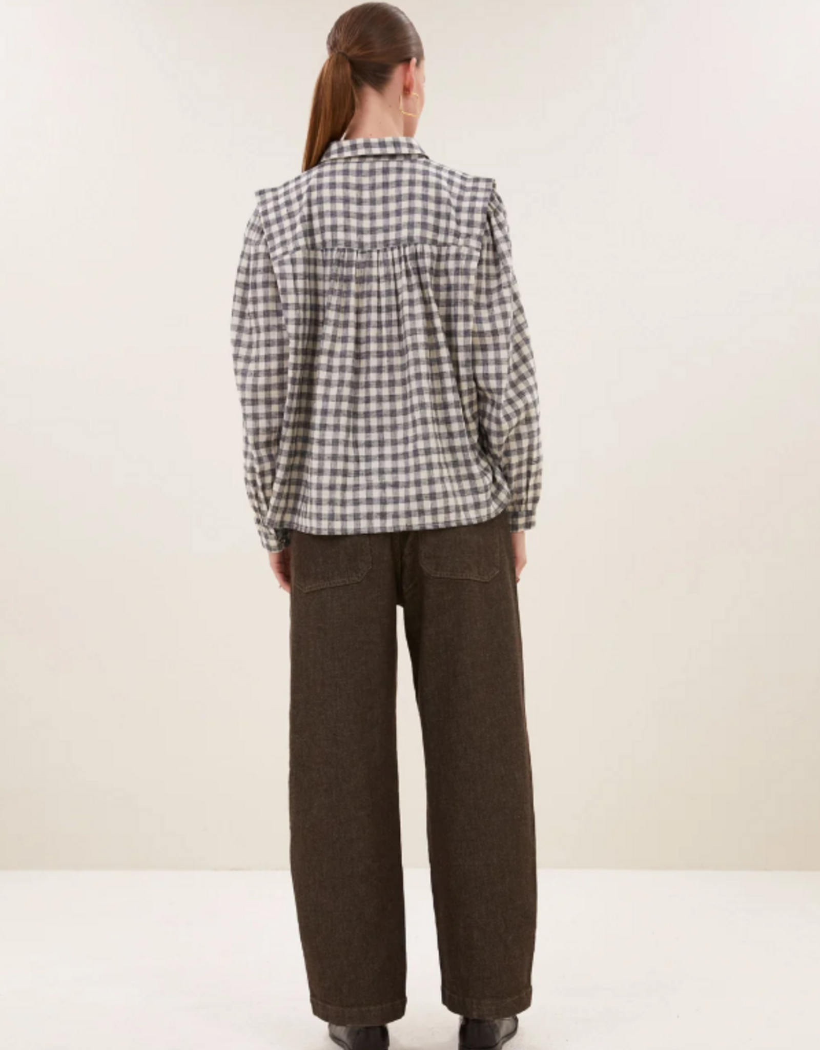 By Bar Maia Check Blouse Ash Grey