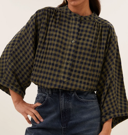 By Bar Jess Blouse Olive Check