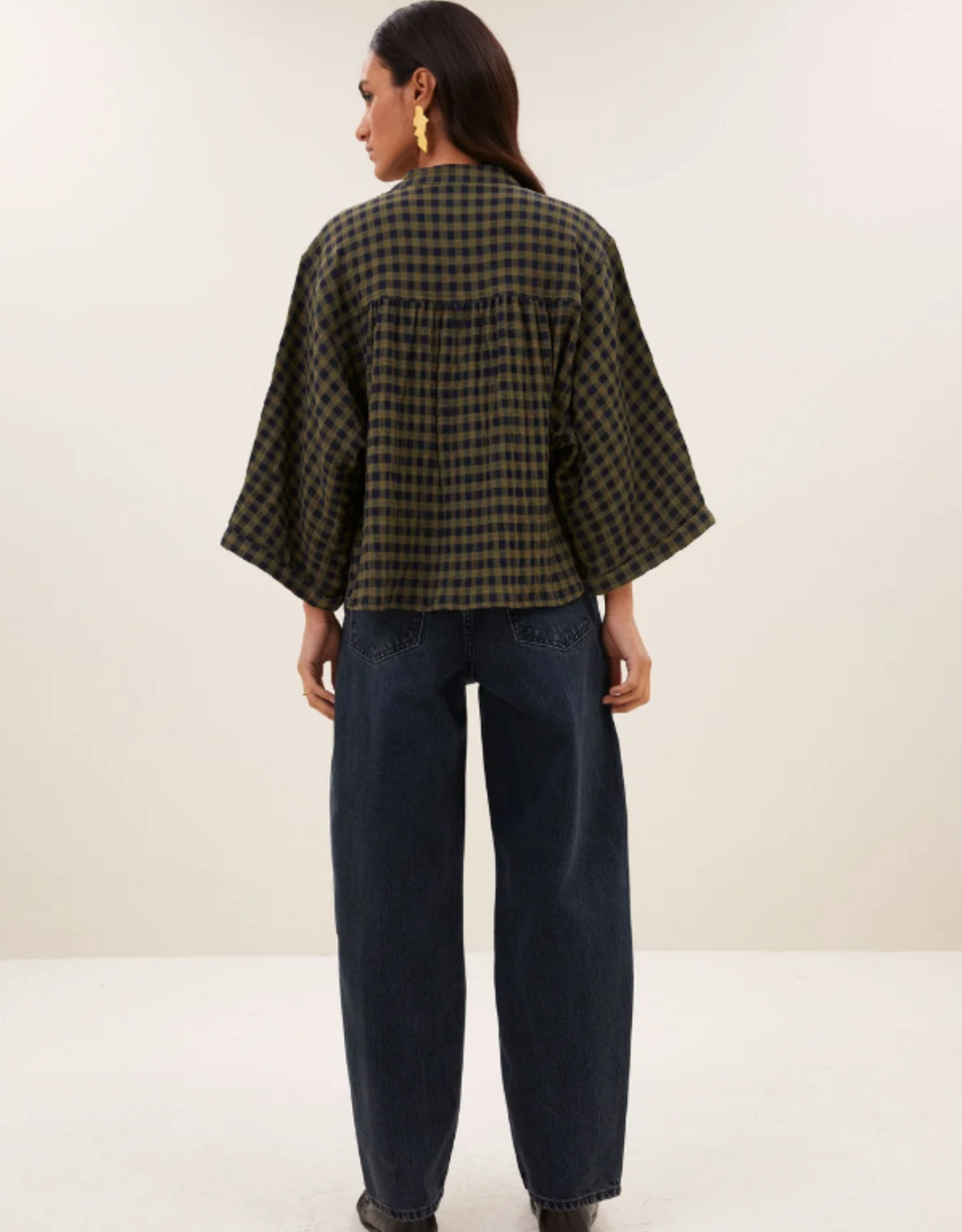 By Bar Jess Blouse Olive Check