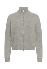 My Essential Wardrobe Tracy Knit Zip Cardigan Light Grey Melange
