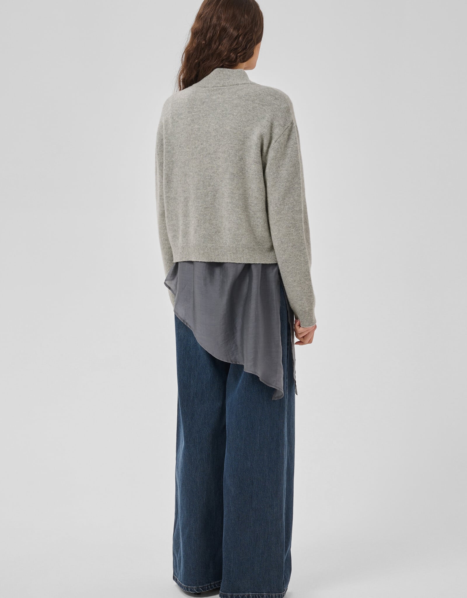 My Essential Wardrobe Tracy Knit Zip Cardigan Light Grey Melange