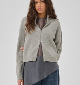 My Essential Wardrobe Tracy Knit Zip Cardigan Light Grey Melange