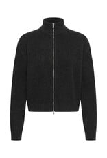 My Essential Wardrobe Tracy Knit Zip Cardigan Dark Grey Melange