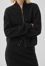 My Essential Wardrobe Tracy Knit Zip Cardigan Dark Grey Melange