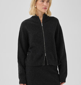 My Essential Wardrobe Tracy Knit Zip Cardigan Dark Grey Melange
