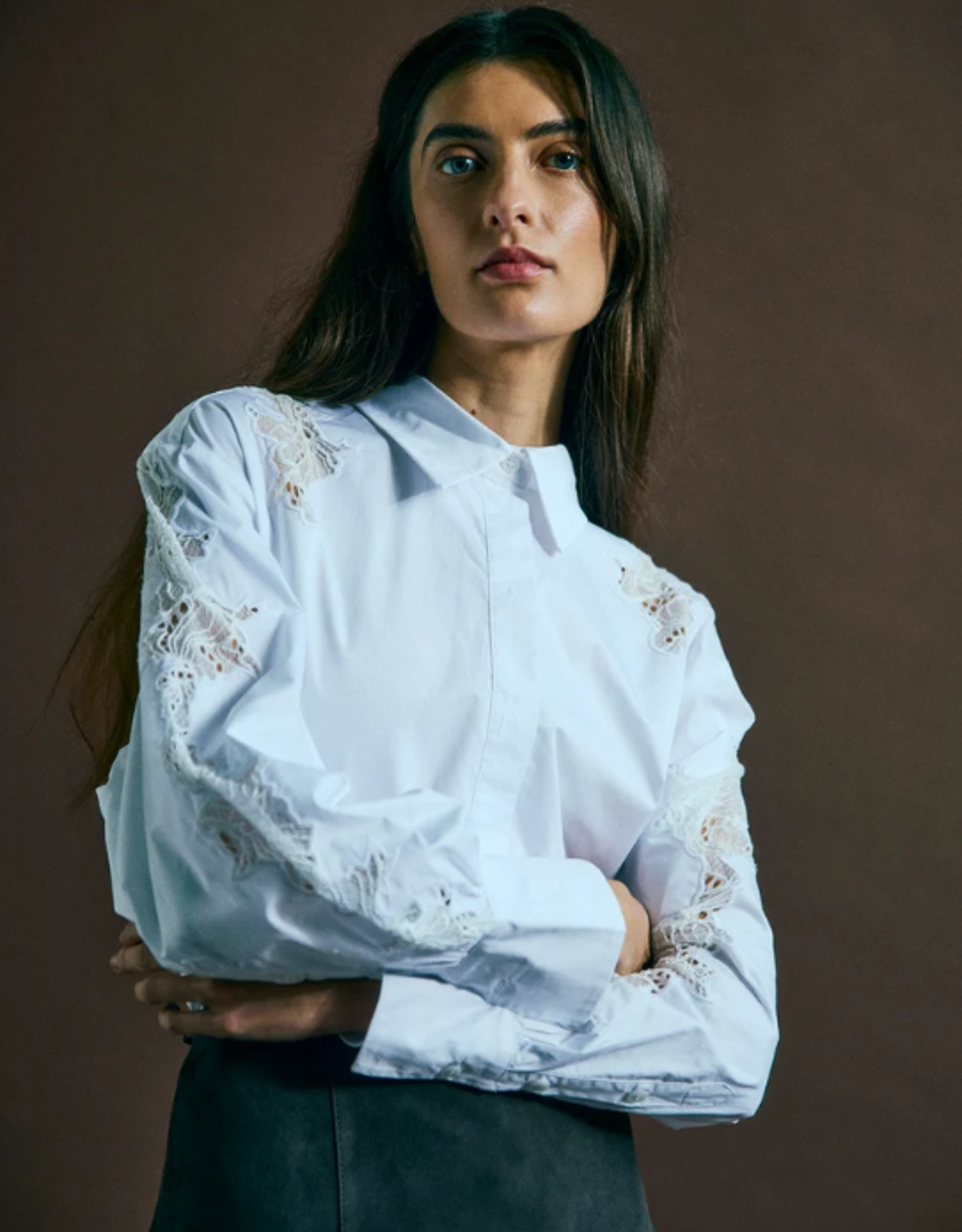 Cph Muse 211484 Shirley Lace Detail Shirt Bright White