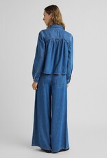 Moss Copenhagen Ago Rue Wide Pants Long Mid Blue Wash
