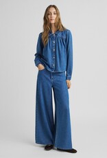 Moss Copenhagen Ago Rue Wide Pants Long Mid Blue Wash