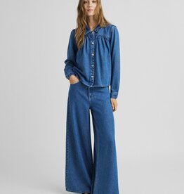 Moss Copenhagen Ago Rue Wide Pants Long Mid Blue Wash