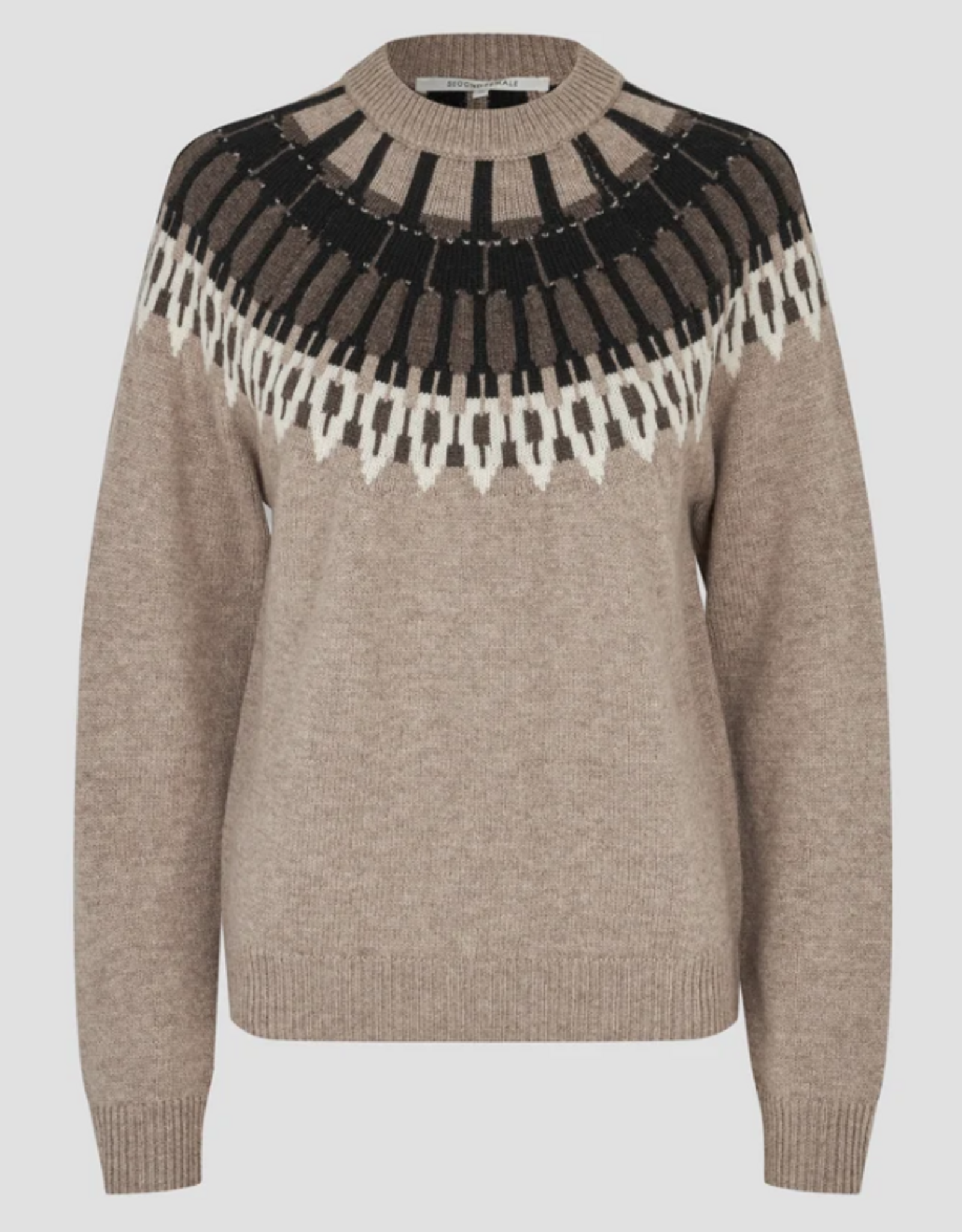 Second Female Arlo Knit O-Neck Beige Melange