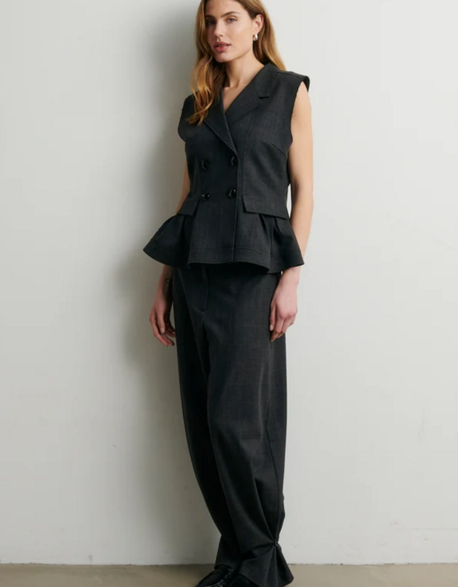 Second Female Anjou Trousers Dark Grey Melange