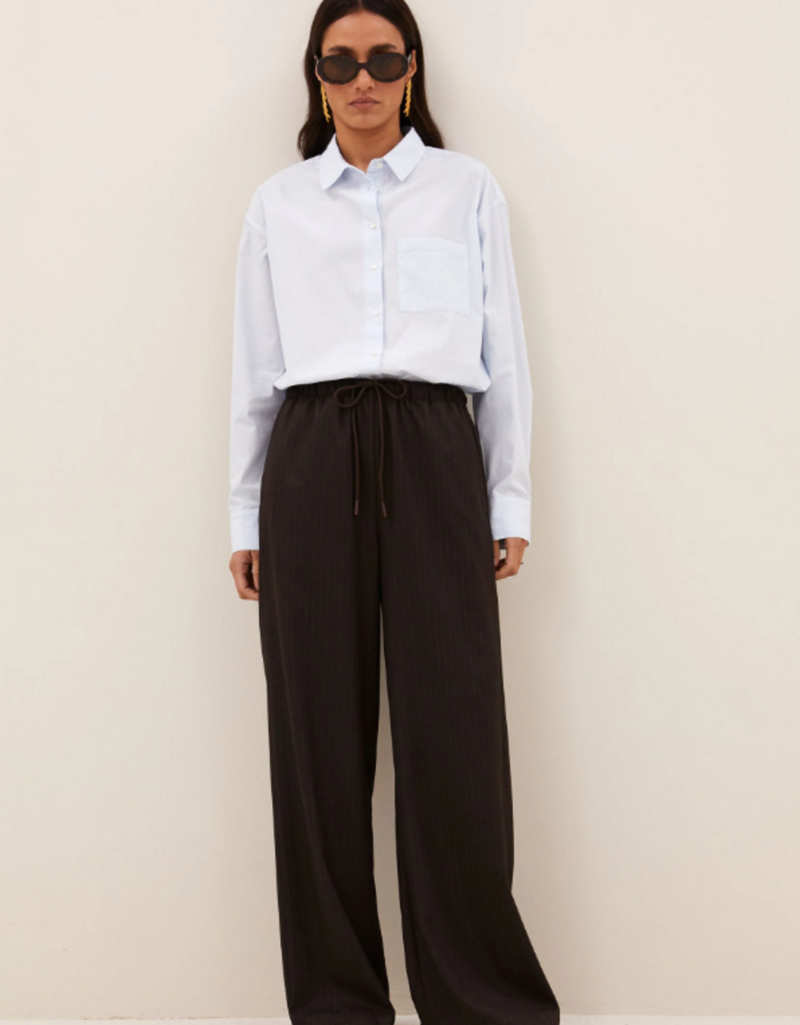 By Bar Pelle Pinstripe Pants Brown