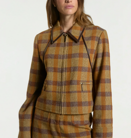 Aaiko Solin Brown Check Jacket Caramel