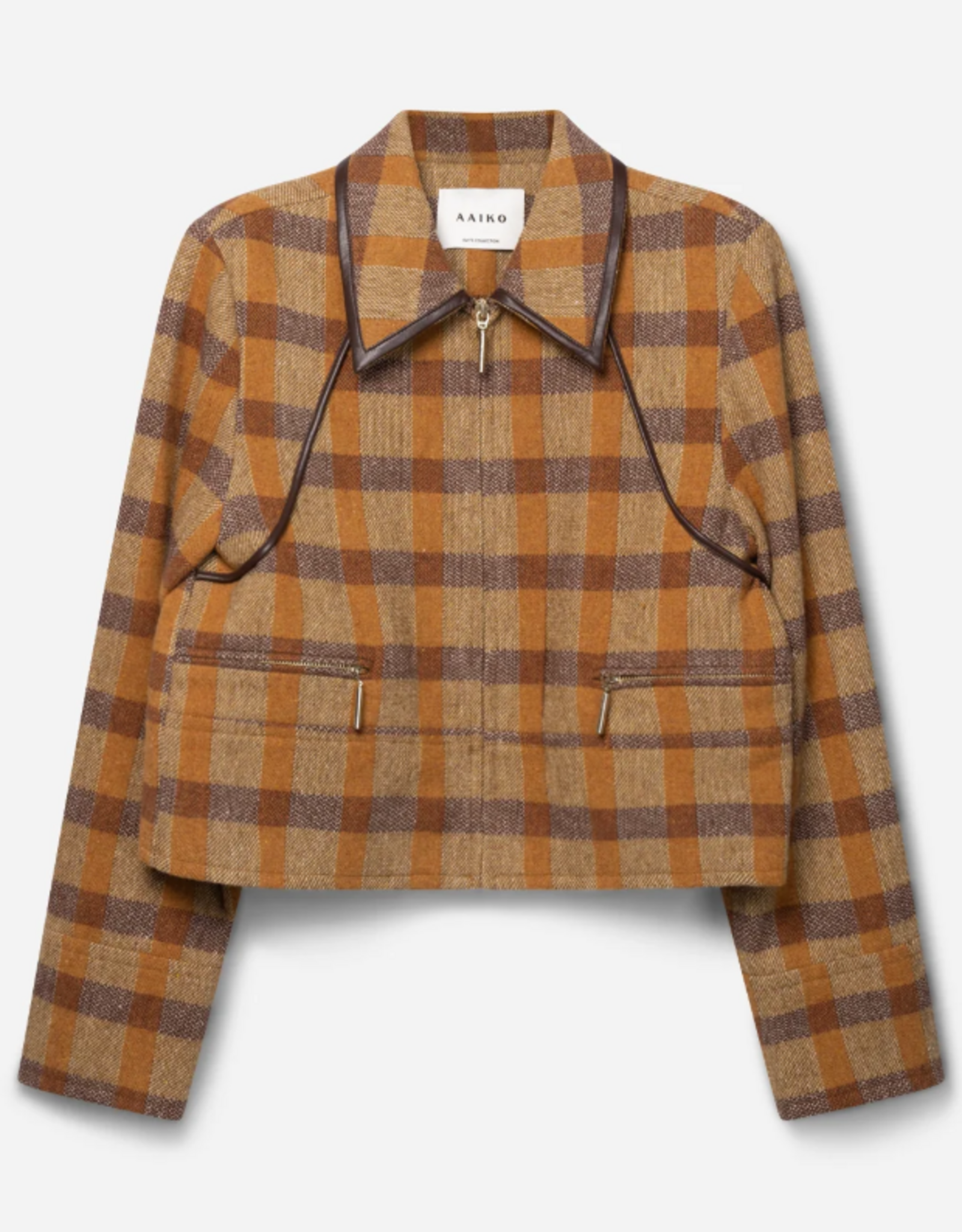 Aaiko Solin Brown Check Jacket Caramel