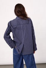 Co'Couture Somo Stripe Funnel Neck Shirt Navy