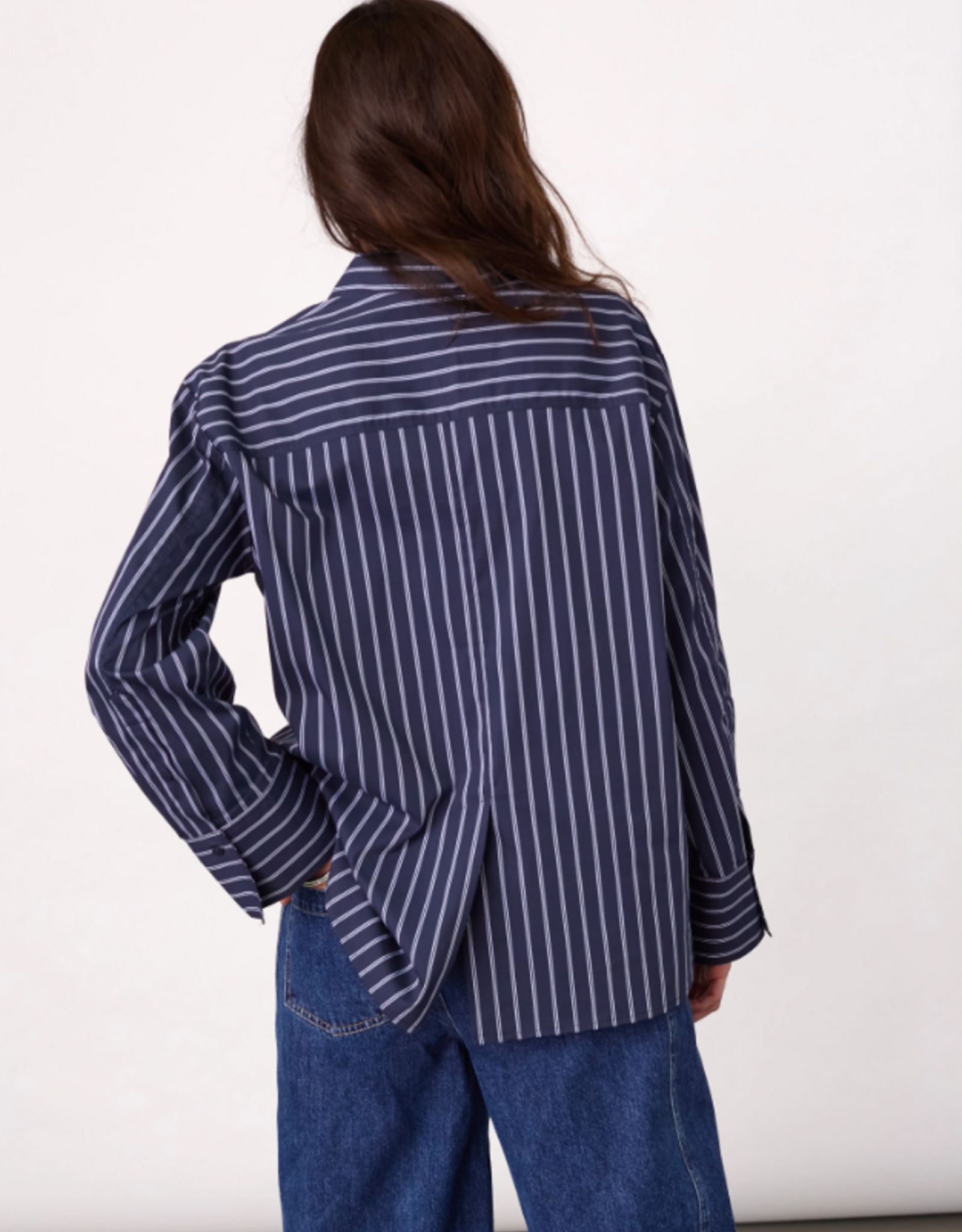 Co'Couture Somo Stripe Funnel Neck Shirt Navy
