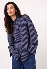 Co'Couture Somo Stripe Funnel Neck Shirt Navy