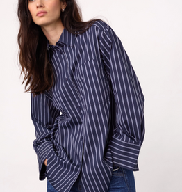 Co'Couture Somo Stripe Funnel Neck Shirt Navy