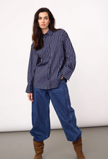 Co'Couture Somo Stripe Funnel Neck Shirt Navy