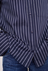 Co'Couture Somo Stripe Funnel Neck Shirt Navy