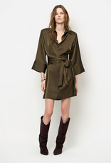 Dante 6 Noanne Satin Shirt - Wrap Dress Moss Olive