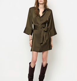 Dante 6 Noanne Satin Shirt - Wrap Dress Moss Olive