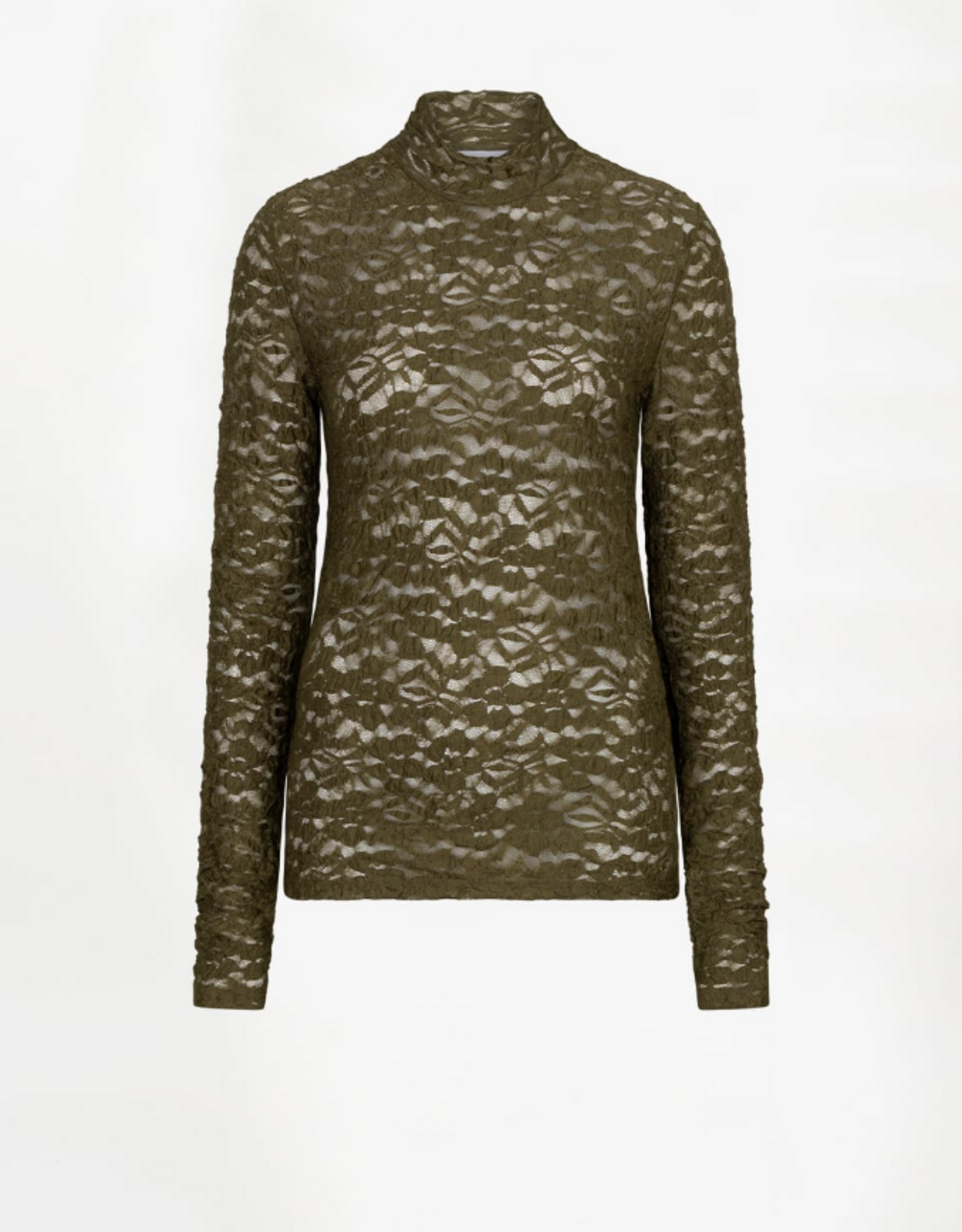 Dante 6 Irony Lace Turtle Neck Top Moss Olive