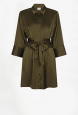 Dante 6 Noanne Satin Shirt - Wrap Dress Moss Olive