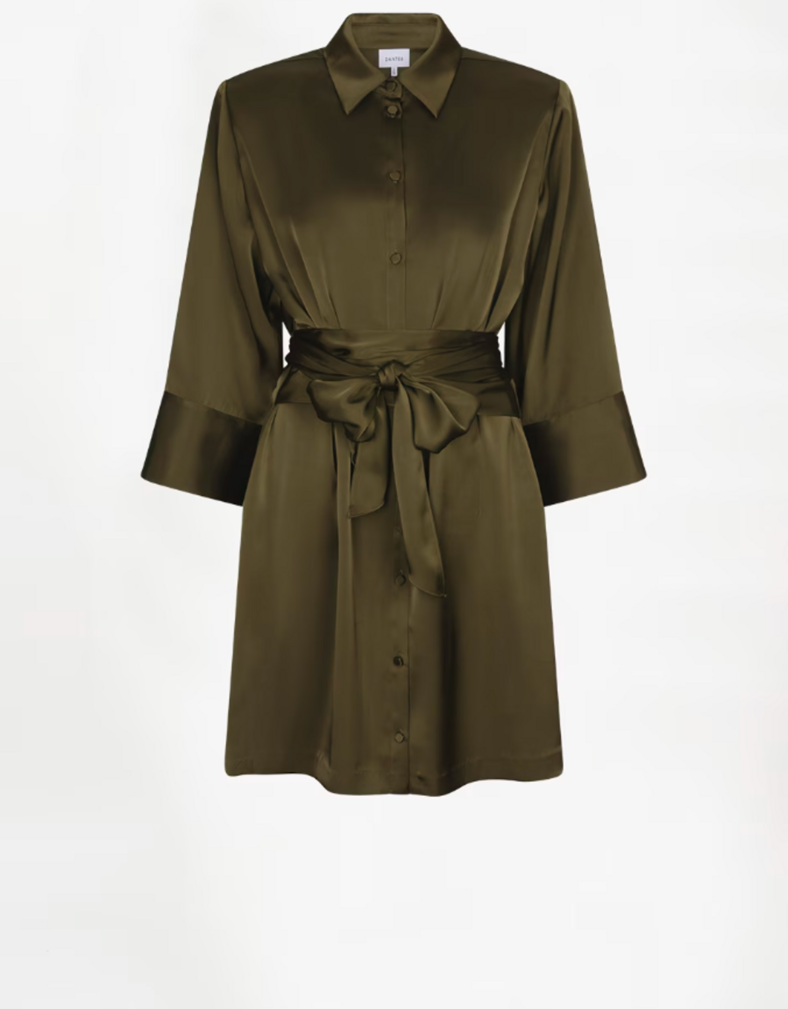 Dante 6 Noanne Satin Shirt - Wrap Dress Moss Olive