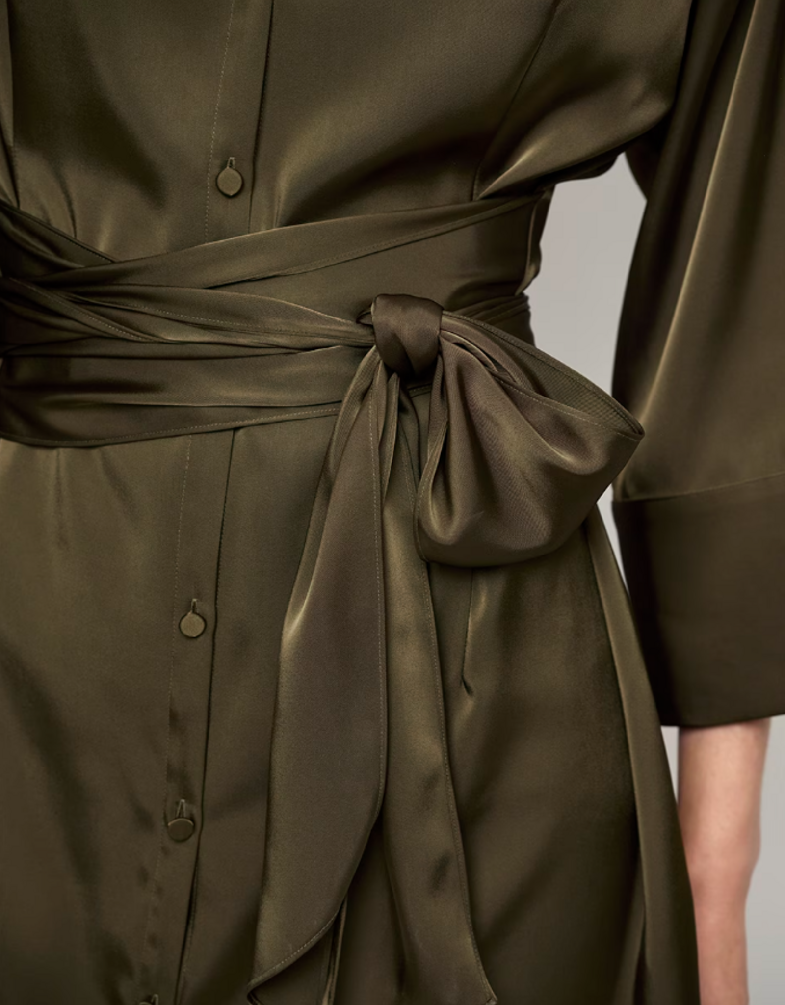 Dante 6 Noanne Satin Shirt - Wrap Dress Moss Olive