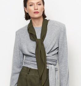 Dante 6 Pinstripe Printed Scarf Moss Olive