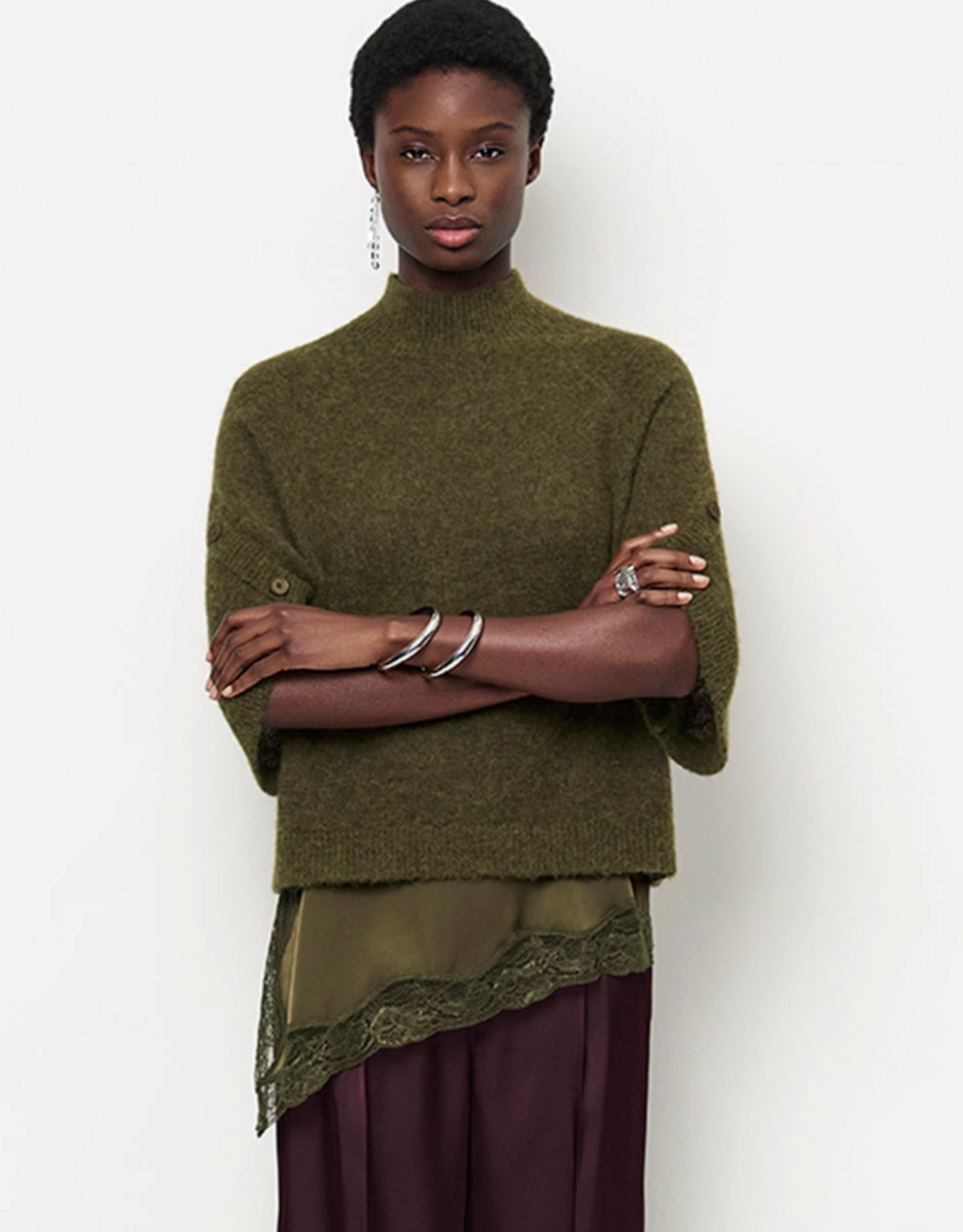 Dante 6 Mahani Cape Sweater Moss Olive