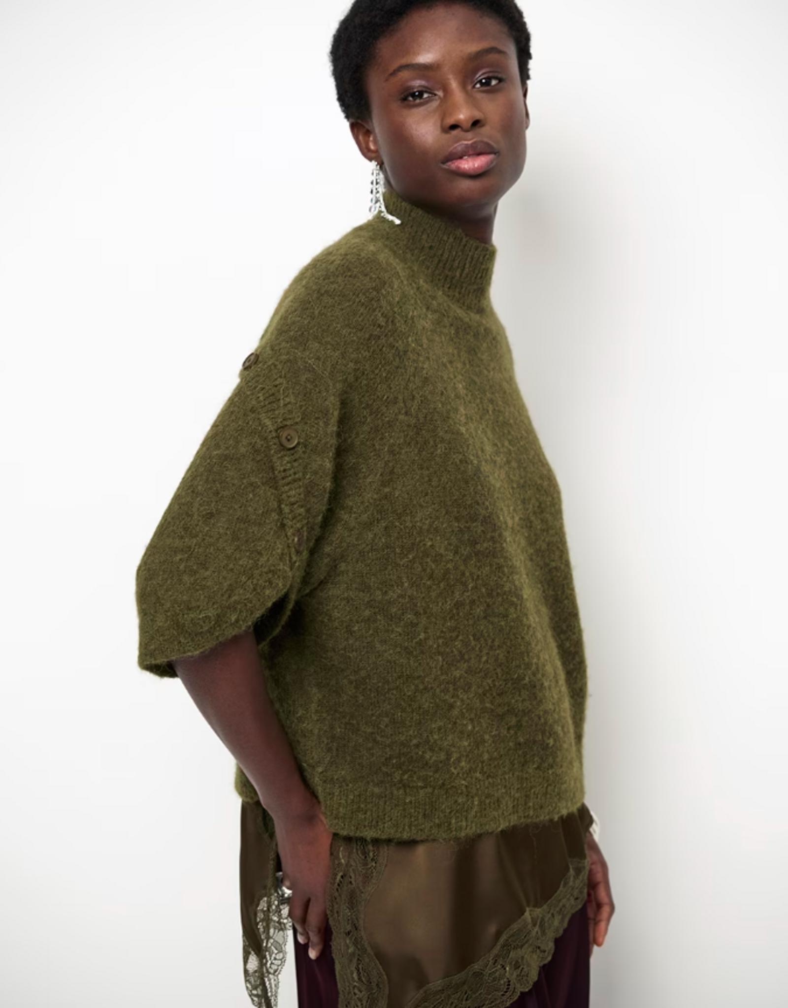 Dante 6 Mahani Cape Sweater Moss Olive