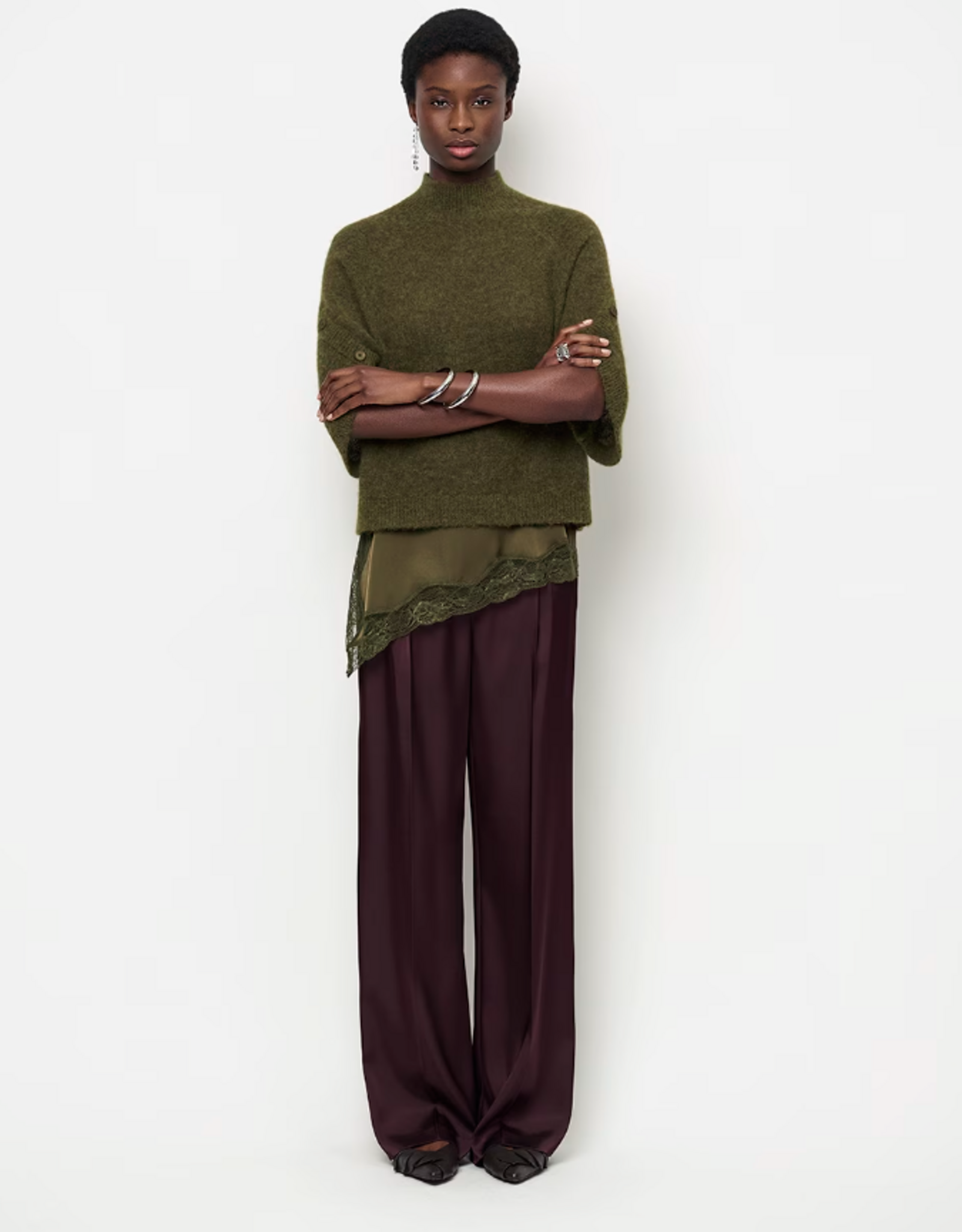 Dante 6 Mahani Cape Sweater Moss Olive