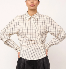 Co'Couture Biso Asym Check Shirt Off-White