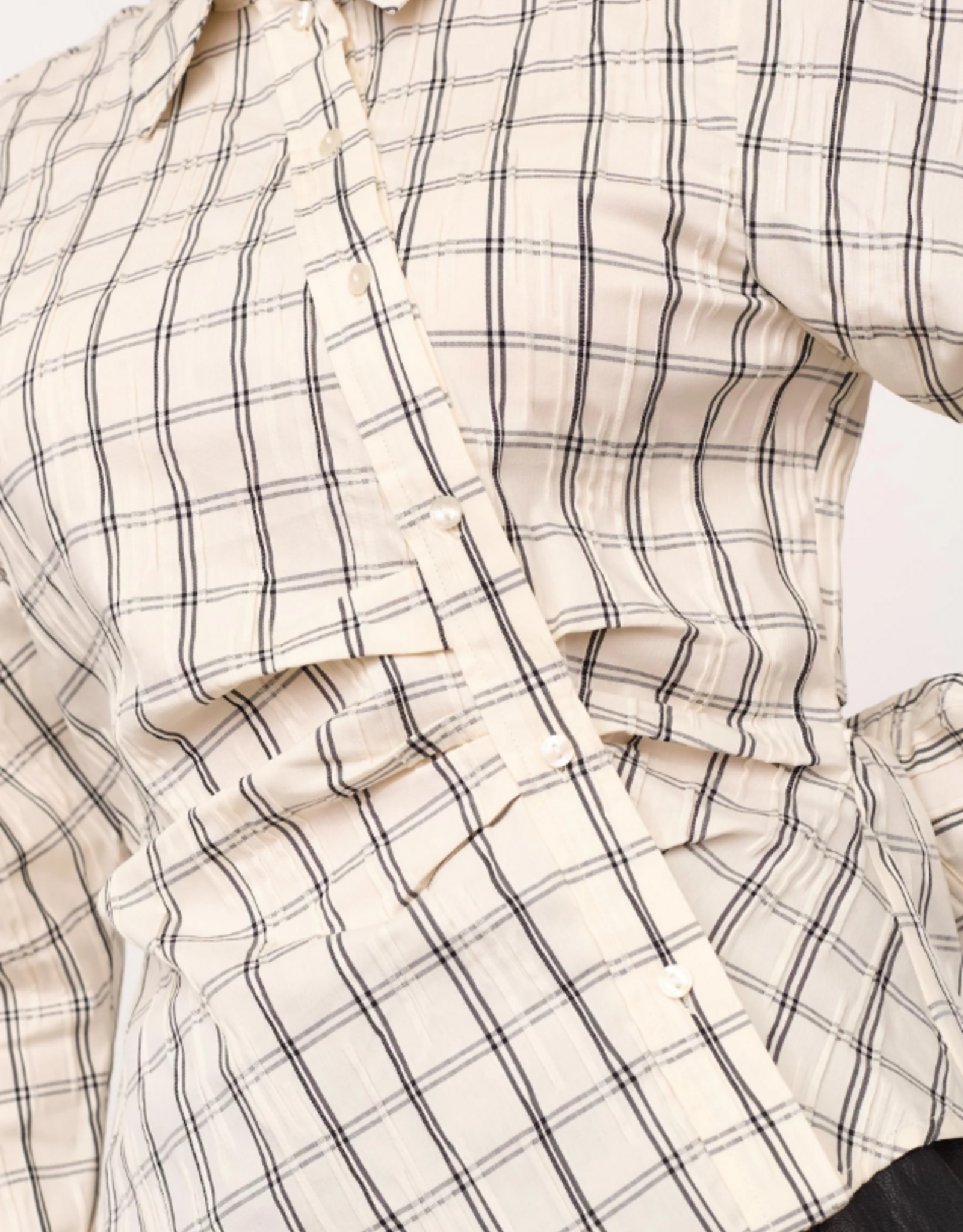 Co'Couture Biso Asym Check Shirt Off-White