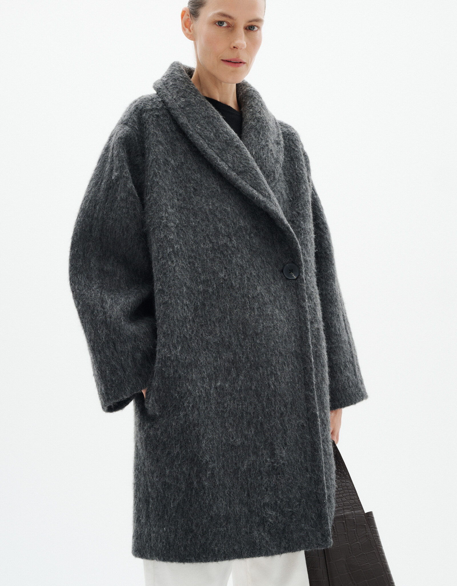 InWear Zuzie Cocoon Coat Dark Grey Melee