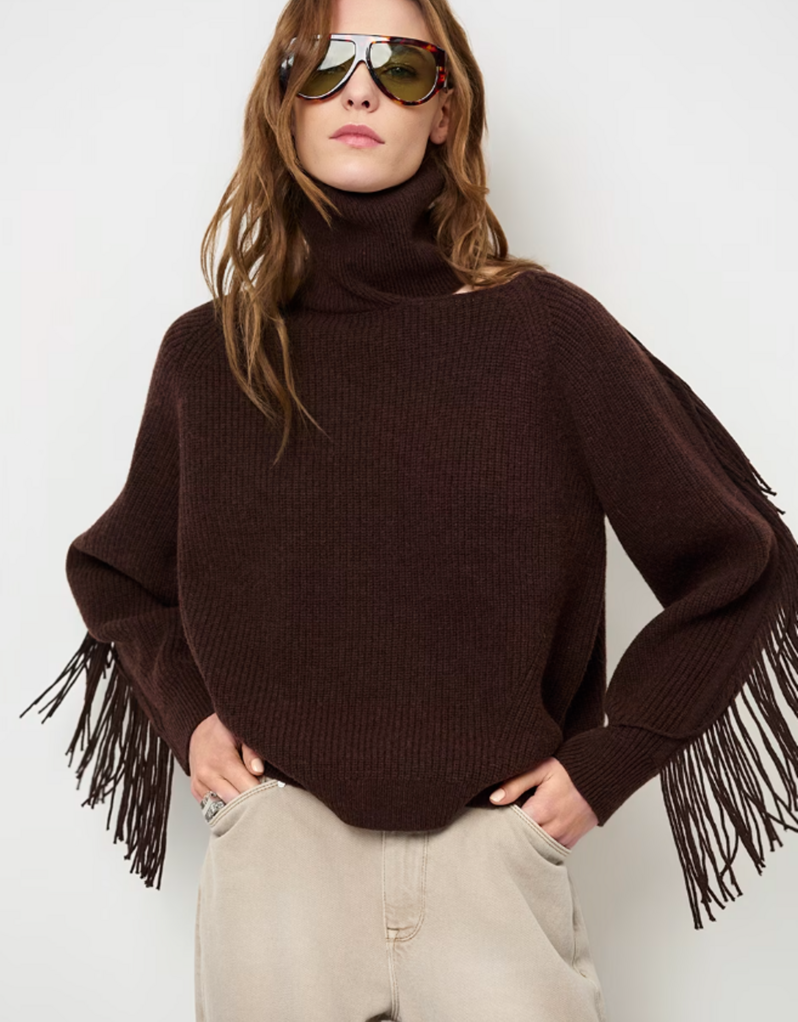 Dante 6 Siega Cut-Out Fringe Sweater Espresso Brown