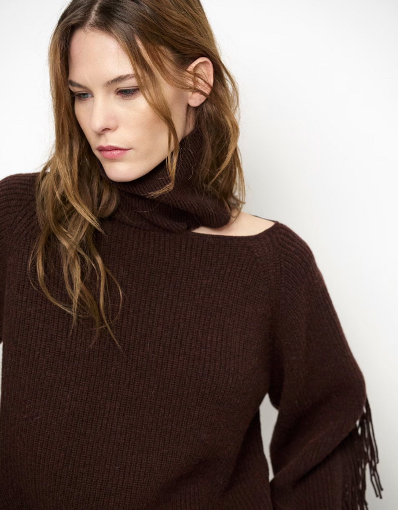 Dante 6 Siega Cut-Out Fringe Sweater Espresso Brown