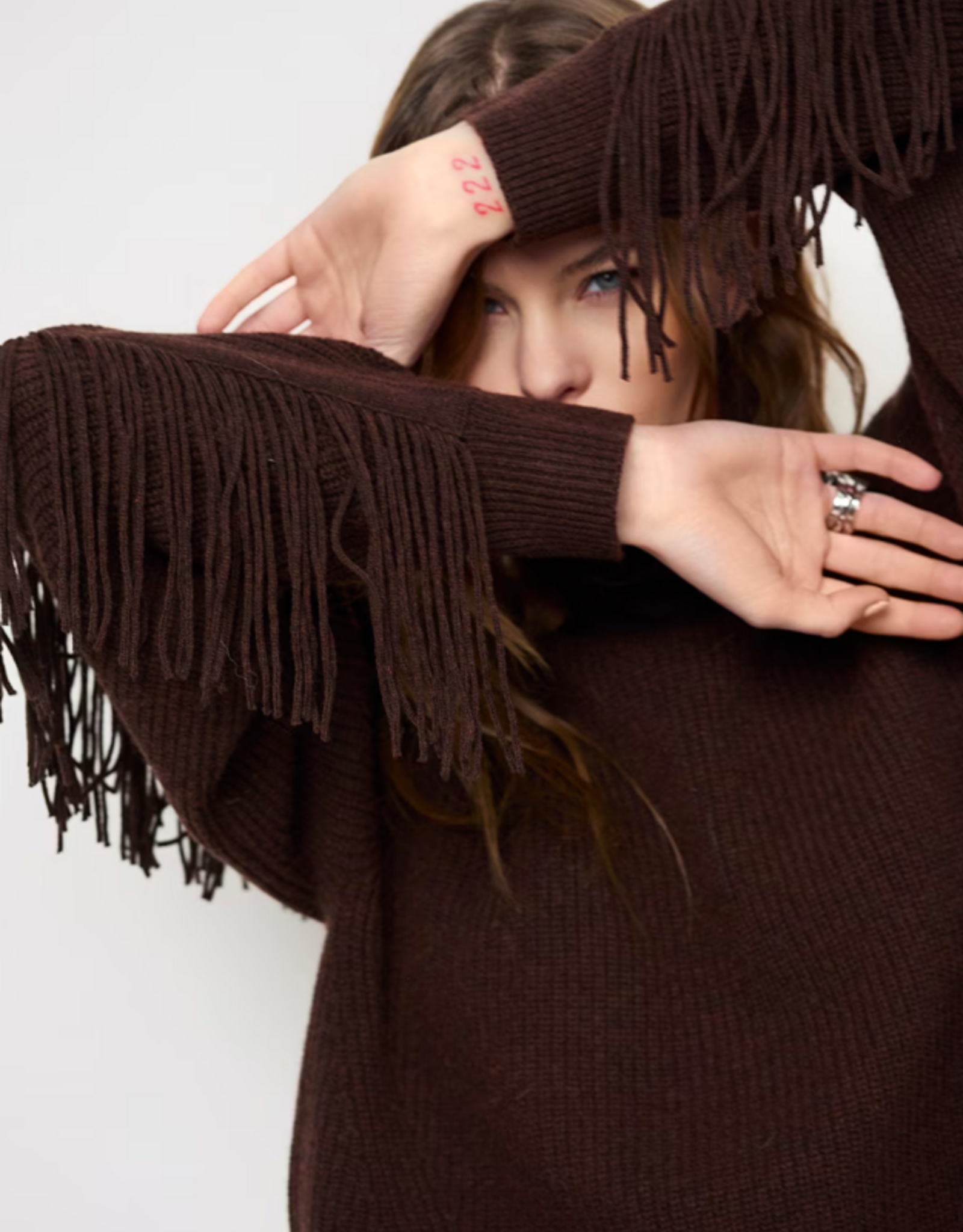 Dante 6 Siega Cut-Out Fringe Sweater Espresso Brown