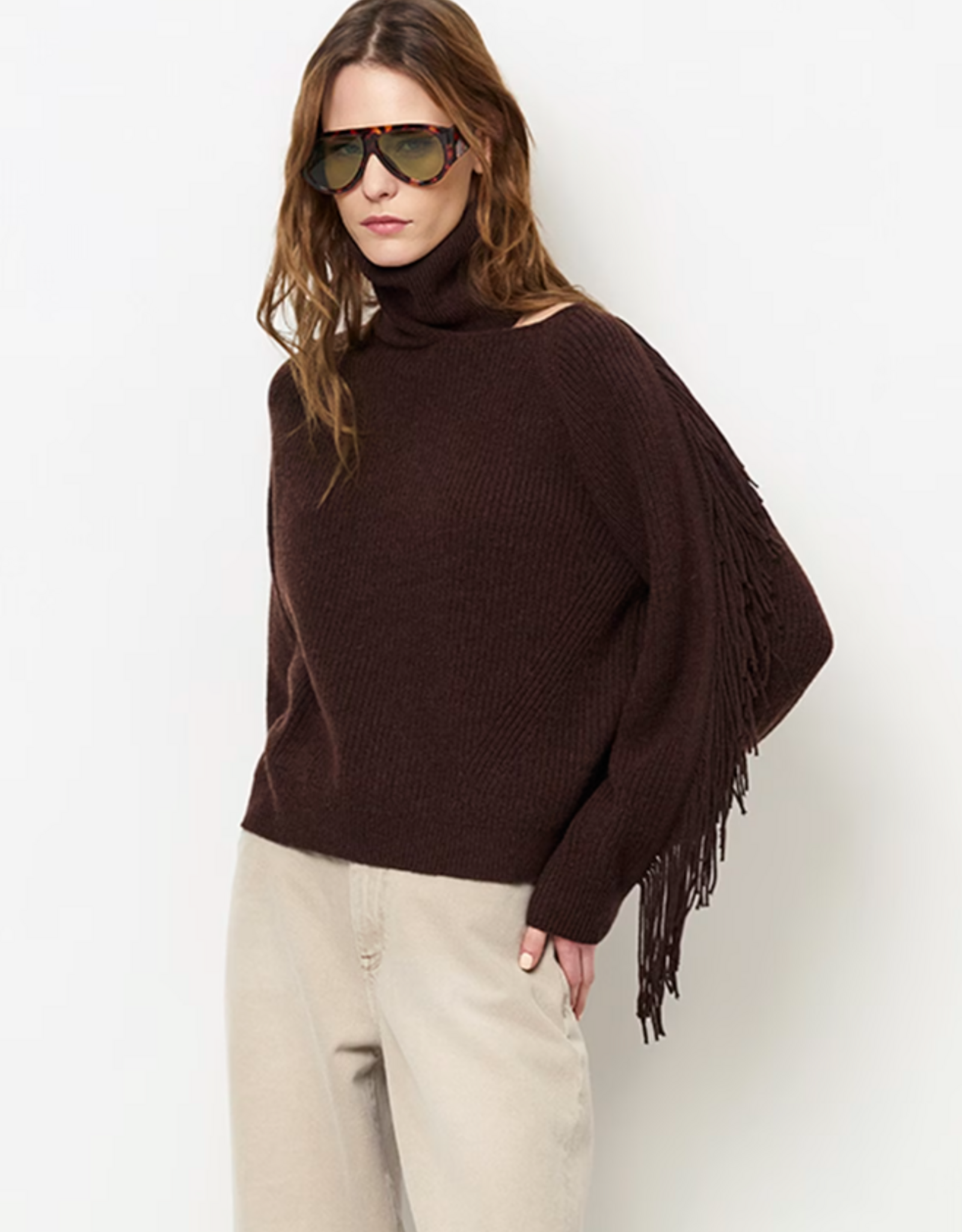 Dante 6 Siega Cut-Out Fringe Sweater Espresso Brown