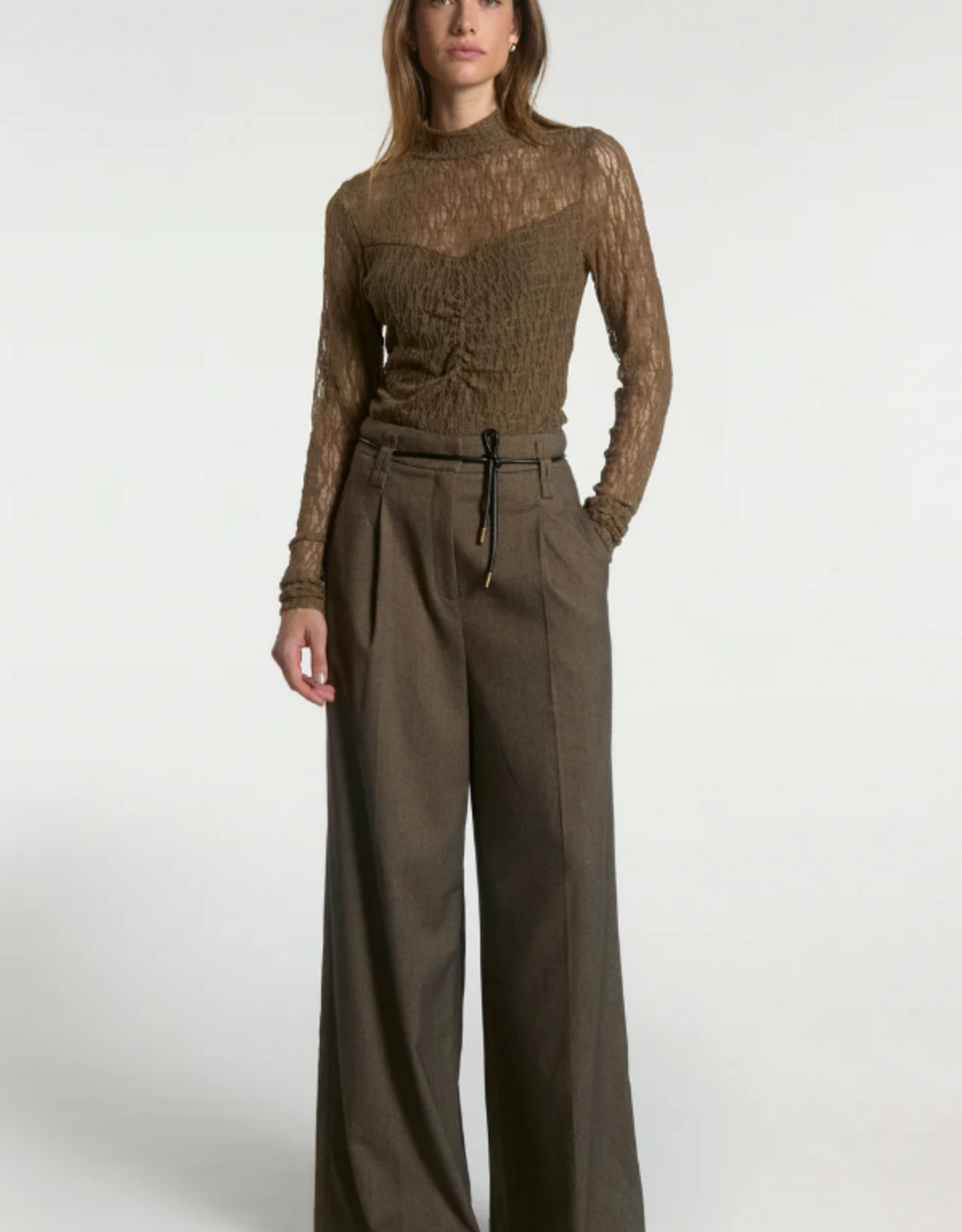 Aaiko Hailey Tweed Trousers Siitake