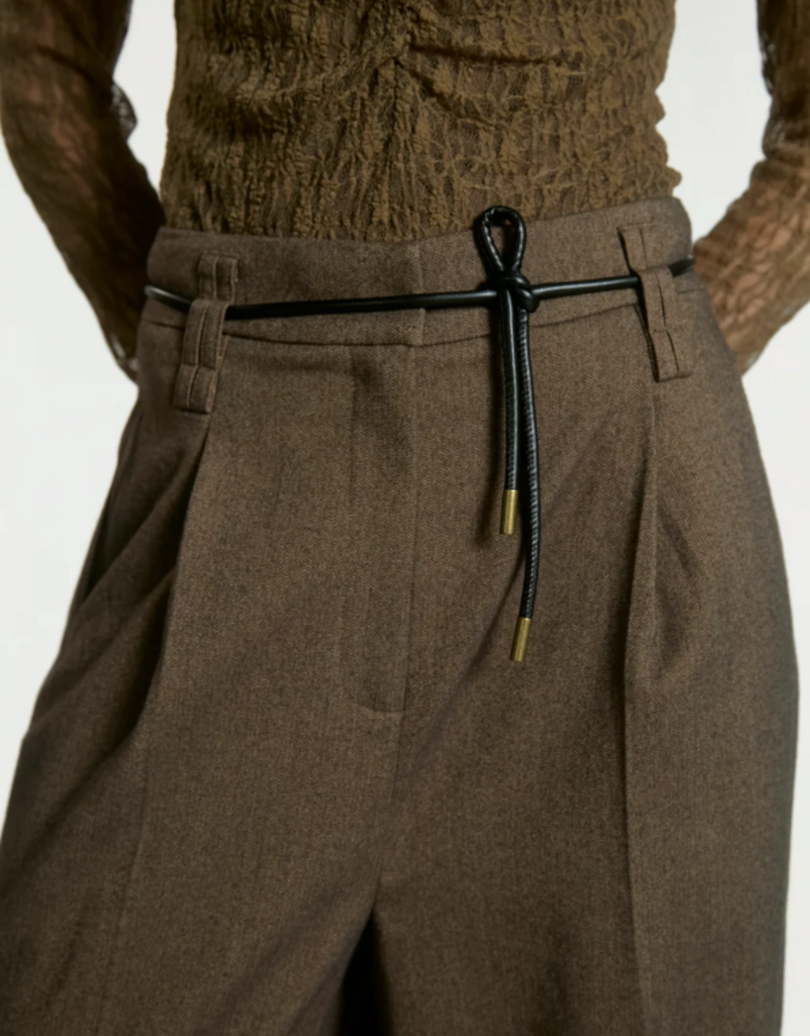 Aaiko Hailey Tweed Trousers Siitake
