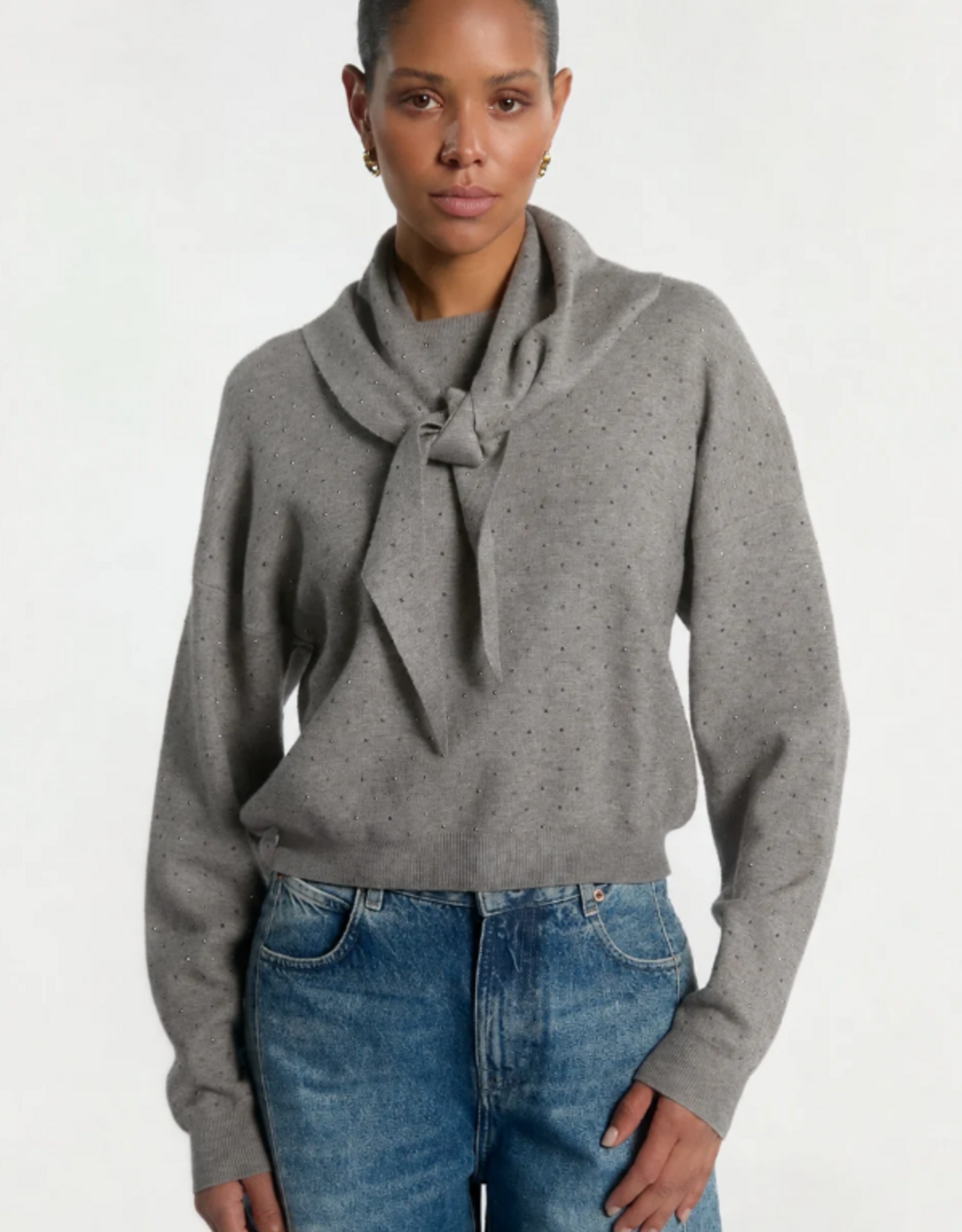 Aaiko Saren Sweater Grey Melange