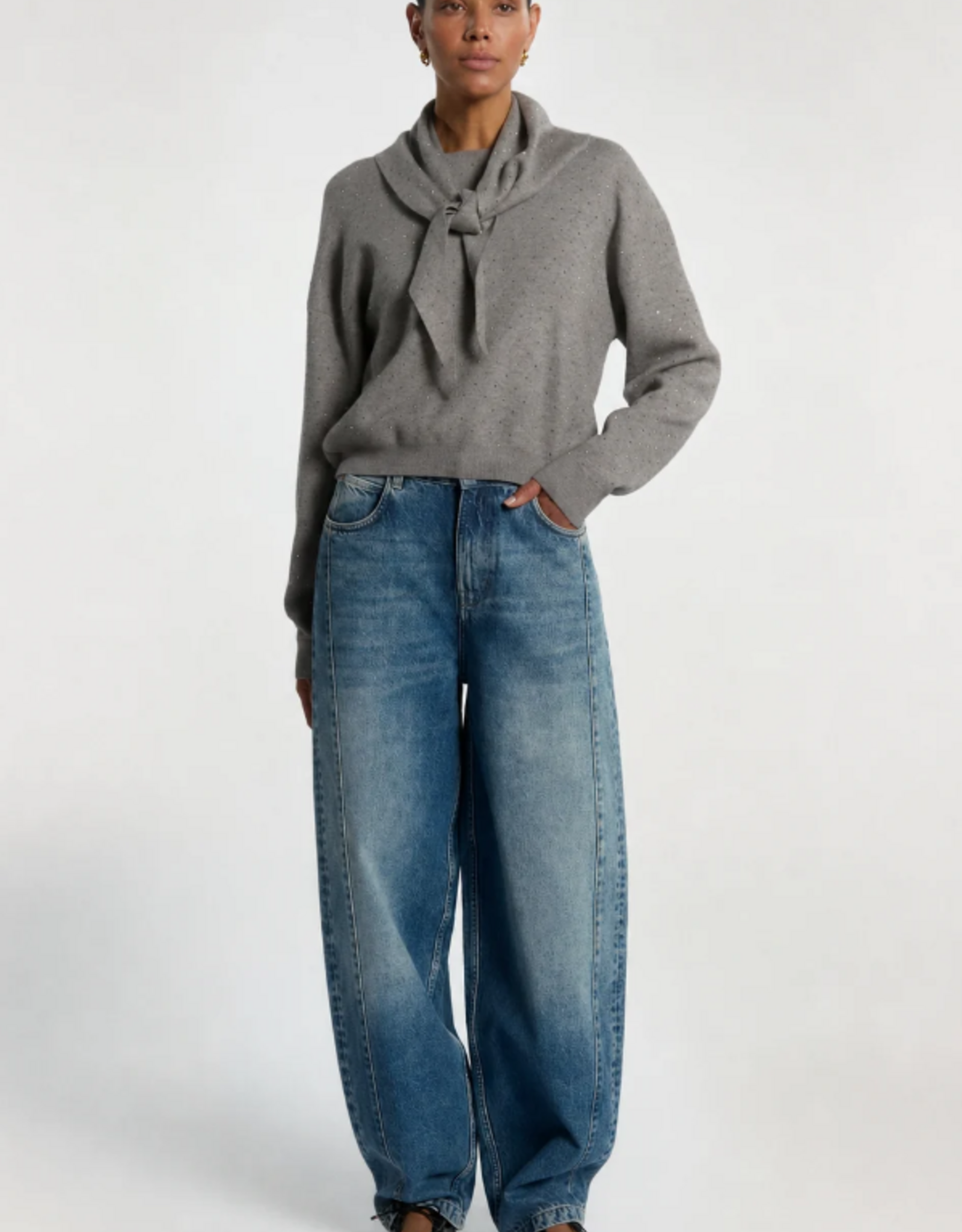 Aaiko Saren Sweater Grey Melange