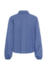 My Essential Wardrobe Ilse Balloon Sleeve Shirt Clear Blue Check
