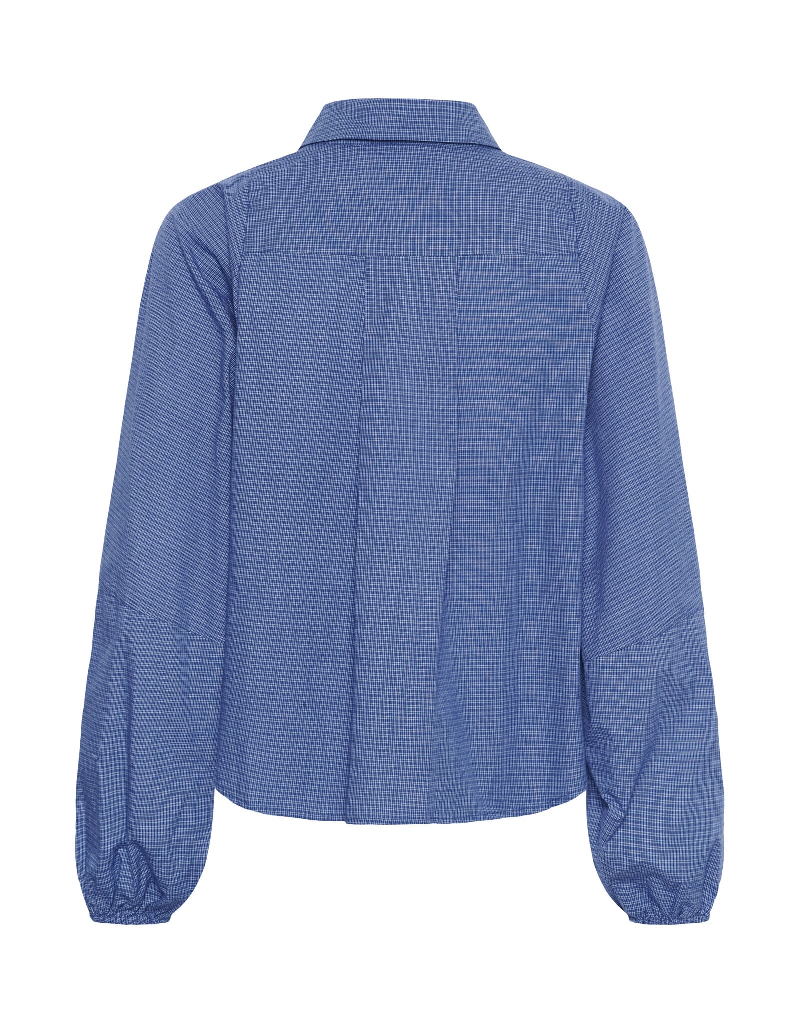 My Essential Wardrobe Ilse Balloon Sleeve Shirt Clear Blue Check